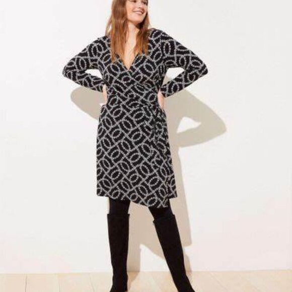 Loft Flower Chain Wrap Dress - Picture 1 of 8